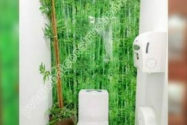 Pared marmolizada bambú selva instalada en baño