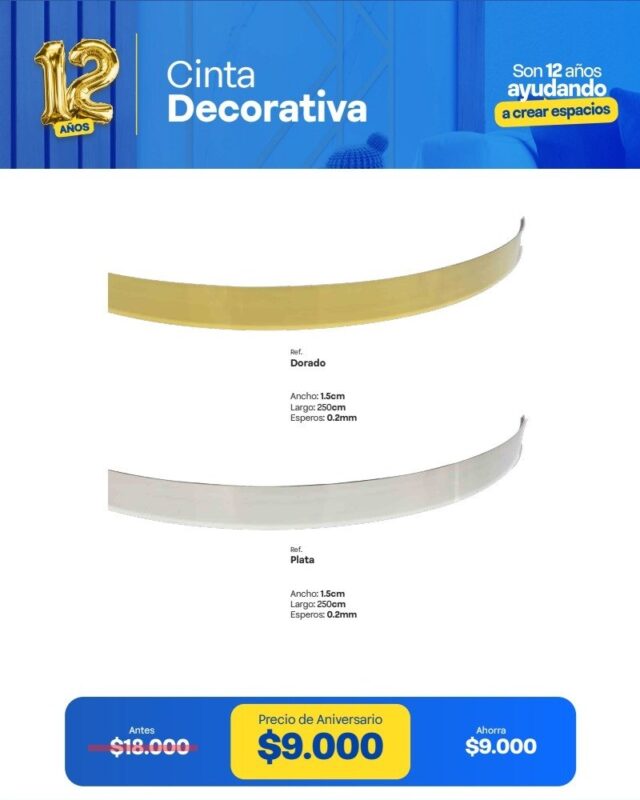 Cinta Decorativa 2 Cinta decorativa dorada y plateada