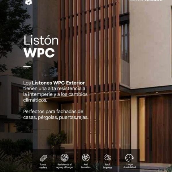 Listón WPC exterior en fachada