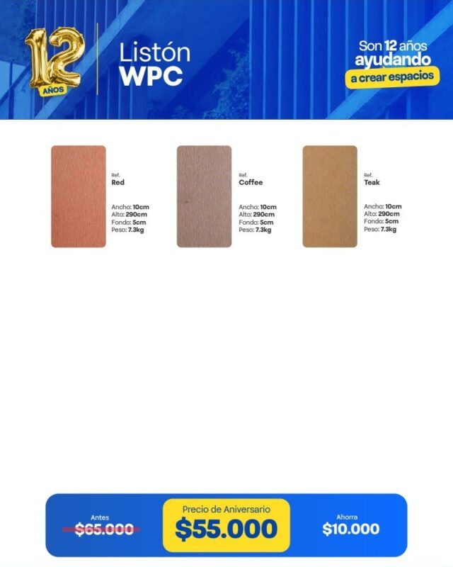 Listón WPC Exterior 2 Colores listón WPC exterior