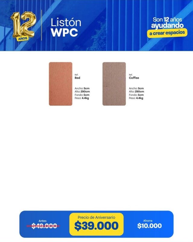 Listón WPC Exterior 3 Colores listón WPC exterior