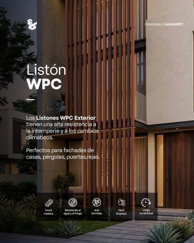 Listón WPC Exterior 1 Listón WPC exterior en fachada