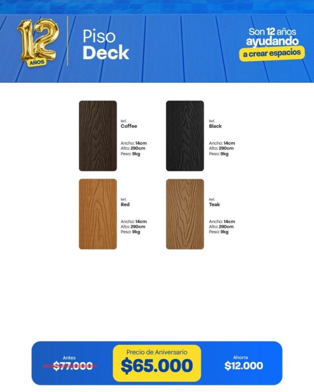 Piso Deck WPC 2 Colores piso deck WPC